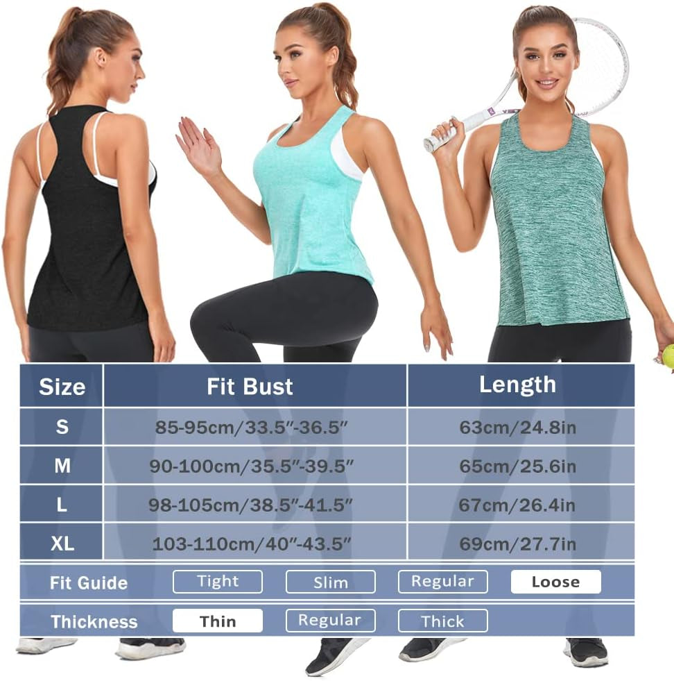 Women Workout Tank Tops Loose Fit Racerback Muscle Tanks Sleeveless Shirts Pack for Yoga Running Exercise Gym