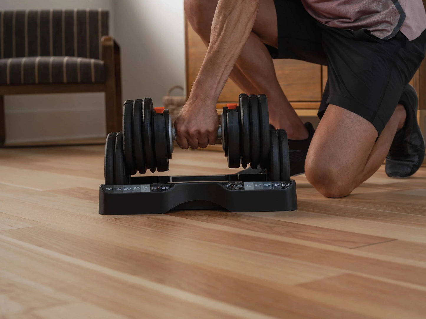 55 Lb Select-A-Weight Dumbbell Pair, Black