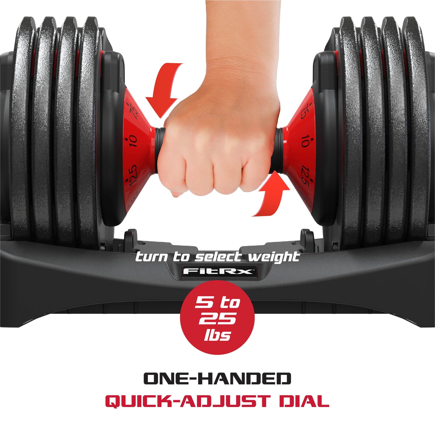 (2 Pack) Smartbell, 25Lbs. Quick-Select 9 in 1 Adjustable Dumbbell for Home Gym, 5-25Lbs. Weight in 2.5Lbs Increments