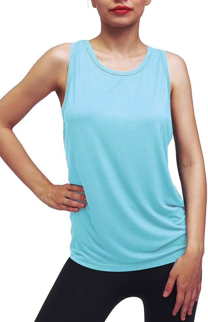 Womens Workout Yoga Tops Open Back Shirts Tie Back Tank Tops with Adjustable Fit