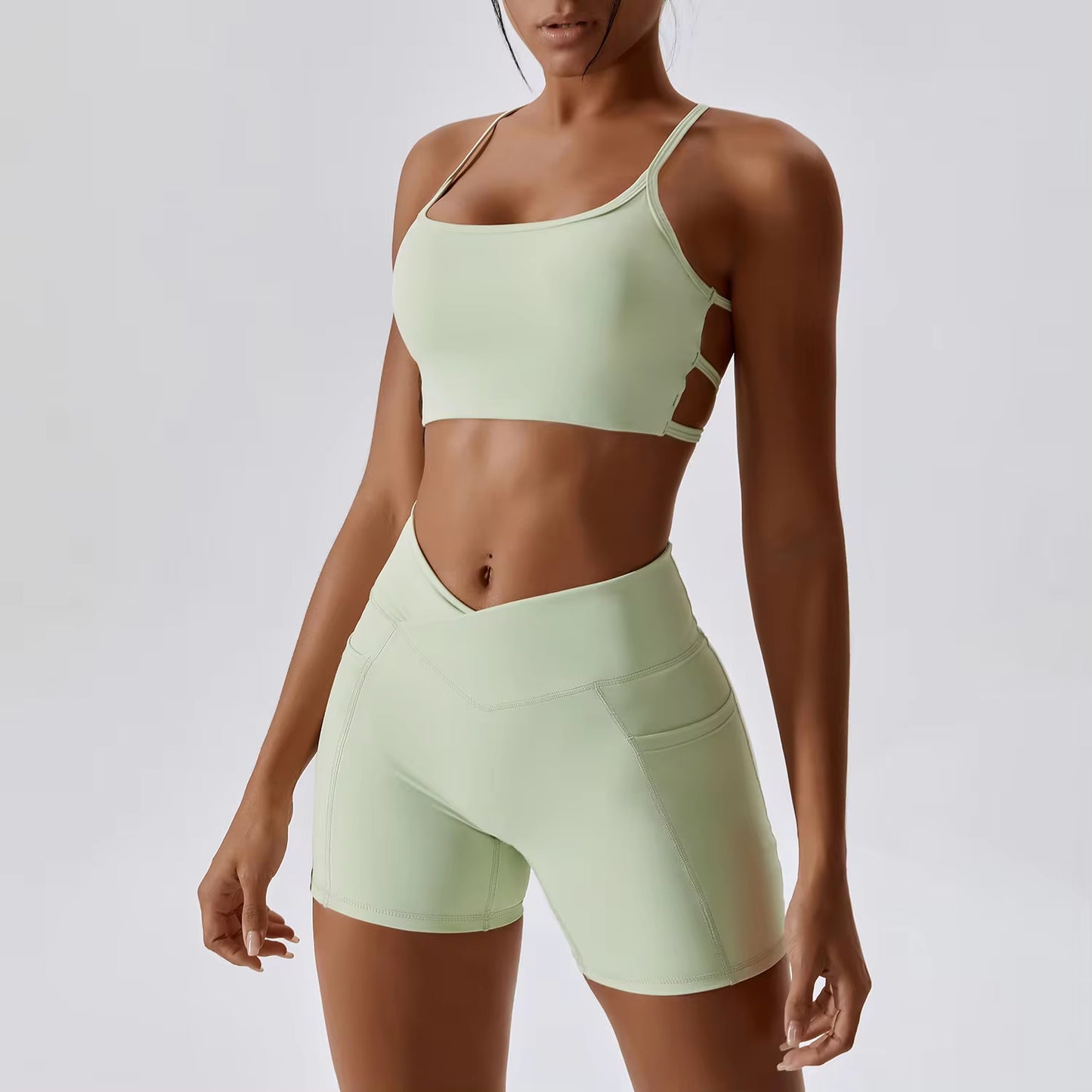 Yoga Set 2PCS Gym Workout Clothes for Women Seamless Leggings Sports Bra Suit Female Clothing High Waist Shorts Women Tracksuit