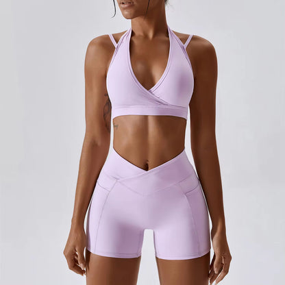 Yoga Set 2PCS Gym Workout Clothes for Women Seamless Leggings Sports Bra Suit Female Clothing High Waist Shorts Women Tracksuit